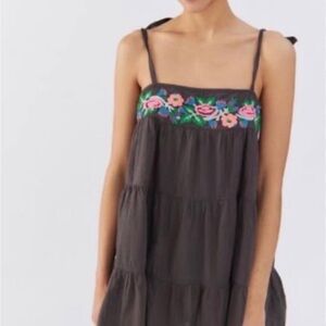 Urban Outfitters Black Dress with Pink Floral Detail